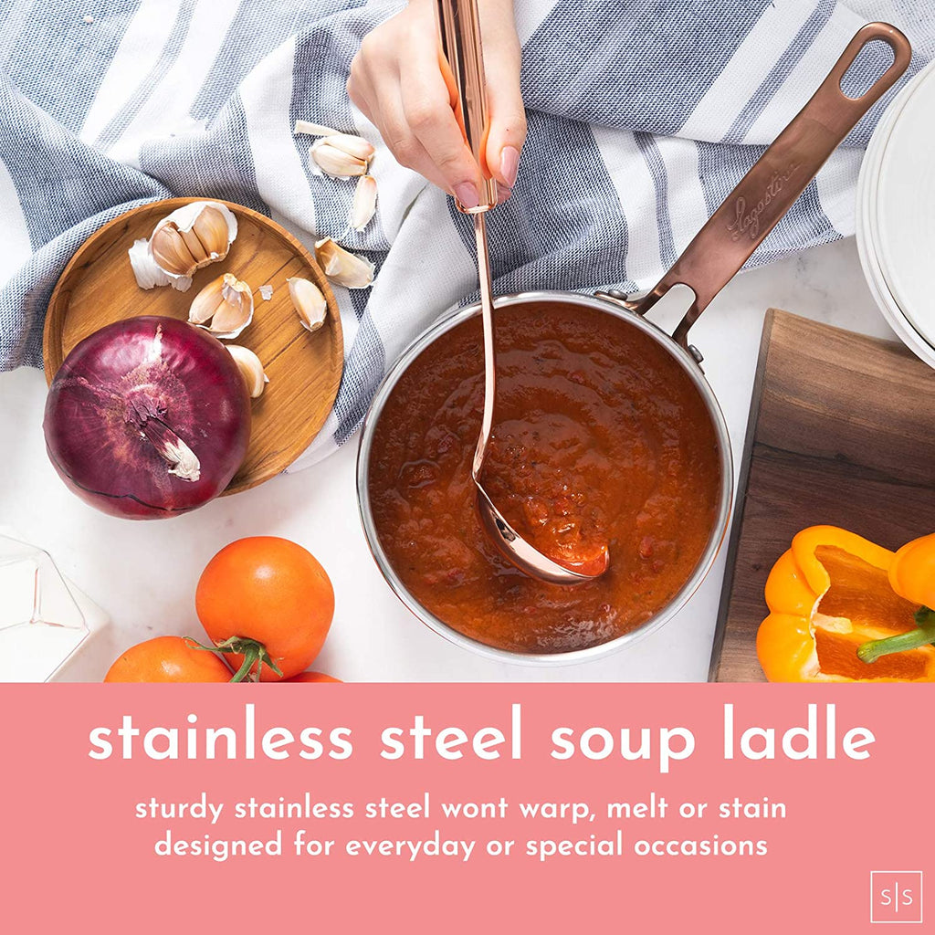 White Silicone and Copper Kitchen Utensils Set with Holder - 17-Piece Rose Gold Cooking Tools for Nonstick Cookware, with Measuring Cups, Spoons, & Utensil Holder - Stylish Copper Kitchen Accessories