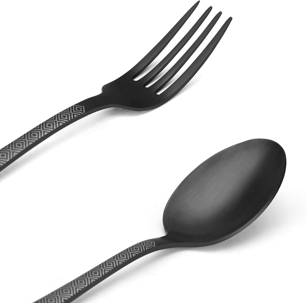 Matte Black Silverware Set, Satin Finish 20-Piece Stainless Steel Flatware Set,Kitchen Utensil Set Service for 4,Tableware Cutlery Set for Home and Restaurant, Dishwasher Safe
